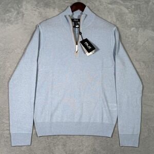 RLX Ralph Lauren Sweater Mens Small Blue Washable Cashmere 1/4 Zip Pullover